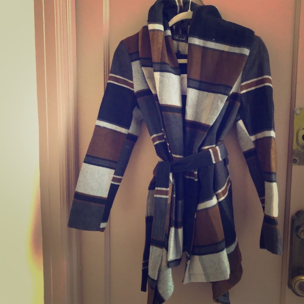 Plaid pea coat